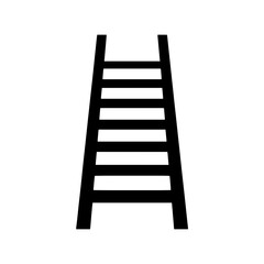 Minimalist black silhouette of a ladder symbolizing progress on white background