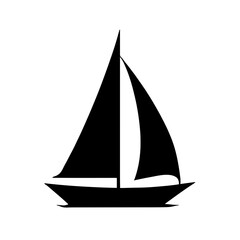 Minimalist black silhouette of a sailboat symbolizing maritime exploration