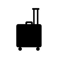 Minimalist black suitcase silhouette symbolizing travel and adventure