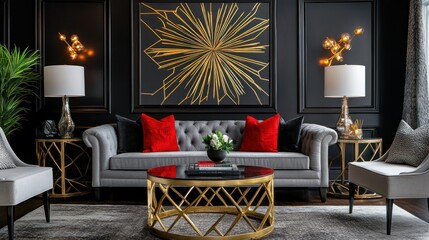 Modern Living Room with Gold Accents
