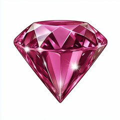 Brilliant Pink Gemstone Closeup of a Faceted Pink Diamond with Sparkling Facets