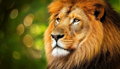 Fototapeta premium A stunning portrait of a lion in its natural habitat. 