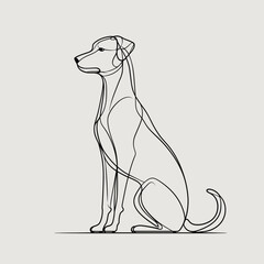 Obraz premium Minimalist One-Line Dog Illustration, Elegant Outline Drawing, Modern Art