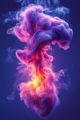 Fototapeta premium A pink and blue smoke cloud on a blue background