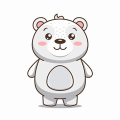 Fototapeta premium Adorable Cartoon Polar Bear with Blushing Cheeks