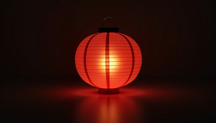 Obraz premium Glowing red lantern illuminating darkness, Lunar New Year celebration