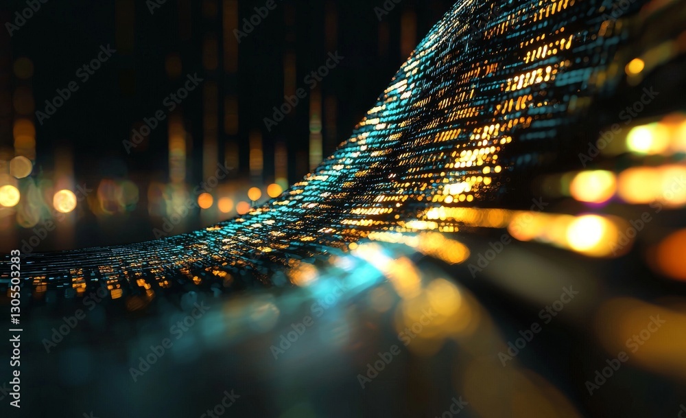 Poster A 3D illustration of an abstract tech background, showcasing quantum computer architecture and futuristic technologies within a global communication network