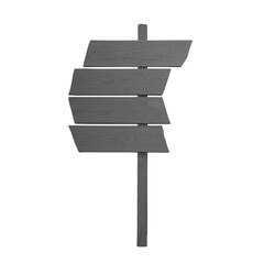 Wooden pole with boards on white background