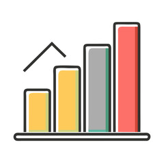 Colorful bar chart showing growth trends, business analysis