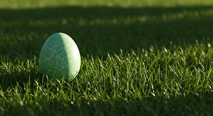 Green Egg Resting in Bright Grass Celebrating Spring or Holiday