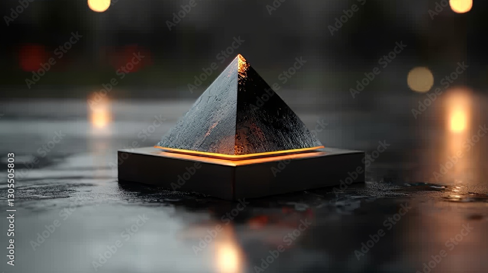 Poster cyberspace is represented by 3d renderings of pyramids and information blocks
