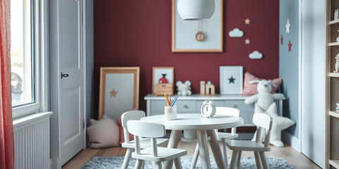 Minimalist Scandinavian Children's Room with Soft Pastel Decor