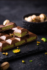 Dubai chocolate with kadayif pistachio filling