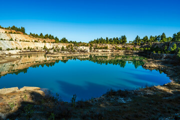 Fototapeta premium Artificial Lake in Abandoned Evia Quarry