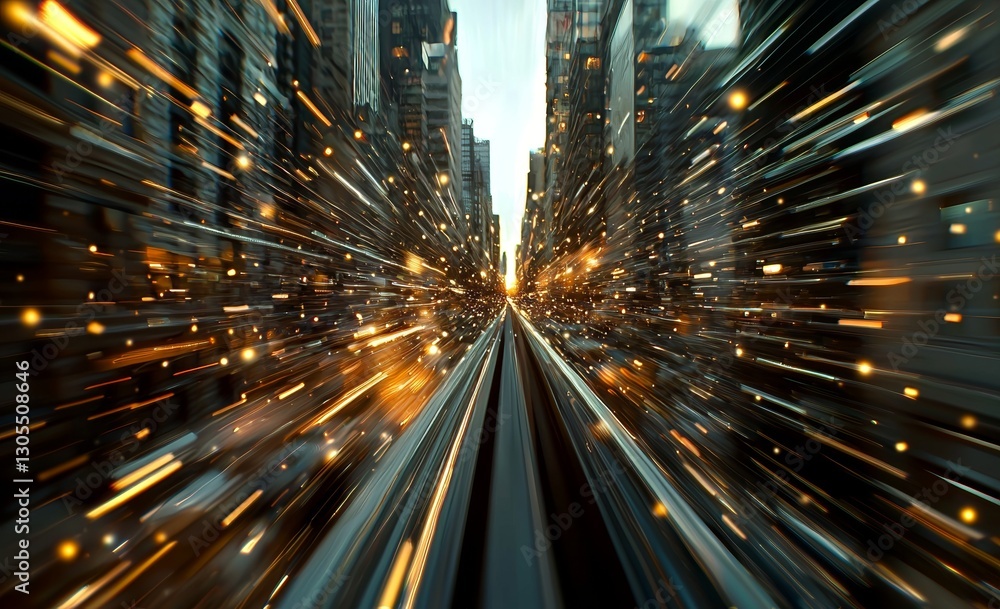 Poster high-speed internet technology is depicted in a 3d illustration portal, representing space and time 