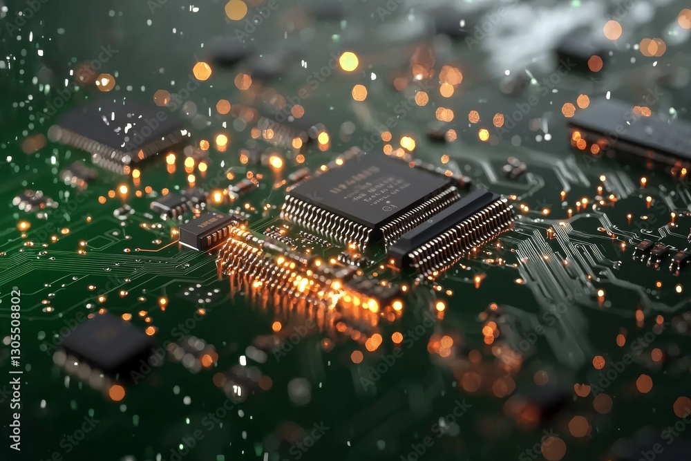 Poster electronics consisting of a printed circuit board with chips and radio components