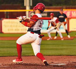 #5 baseball player hitting