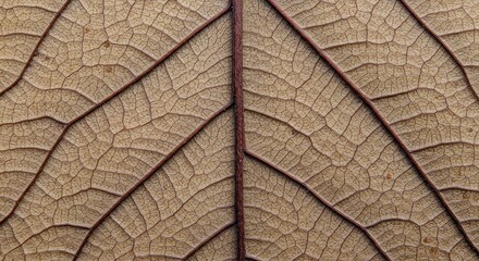 Obraz premium Close-up Leaf Texture Showing Veins Pattern for Botanical Study and Design
