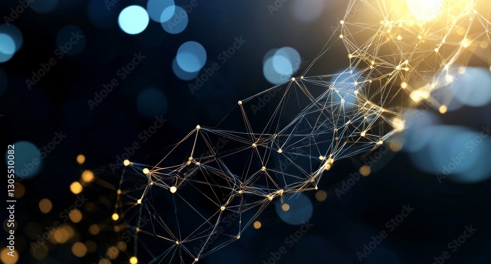 Poster a blue background serves as the foundation for an abstract technological display featuring interconn