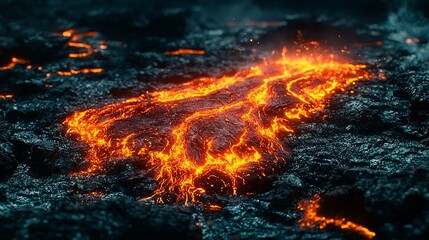 A close up of lava flowing into the ocean