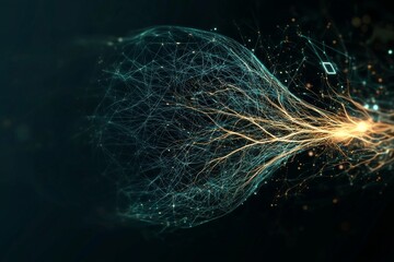 Quantum computing technology is illustrated as a concept that incorporates deep learning stock and visual representations of big data algorithms used in business, science, and technology, with