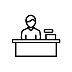 archivist at the desk in minimalistic style on white background