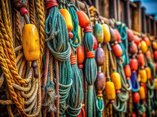 Longline Fishing: Hooks & Snoods on Cork Floats - Authentic Documentary Style