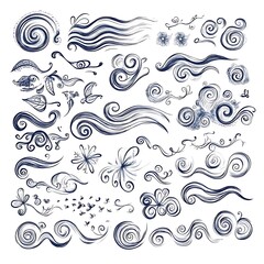 Fototapeta premium Hand-drawn flourishes on white background