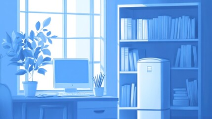 Modern minimalist blue office interior