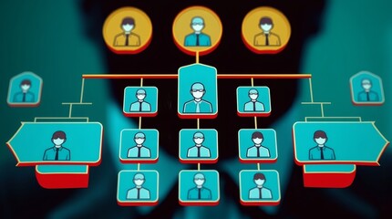 Corporate Hierarchy Network Structure: Digital Organizational Chart with Team Connectivity