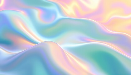 Obraz premium iridescent_abstract_background holographic_waves_texture pastel_color_gradient fluid_art_wallpaper metallic_surface_design shimmering_liquid_pattern colorful_3d_render futuristic_smooth_material pearl
