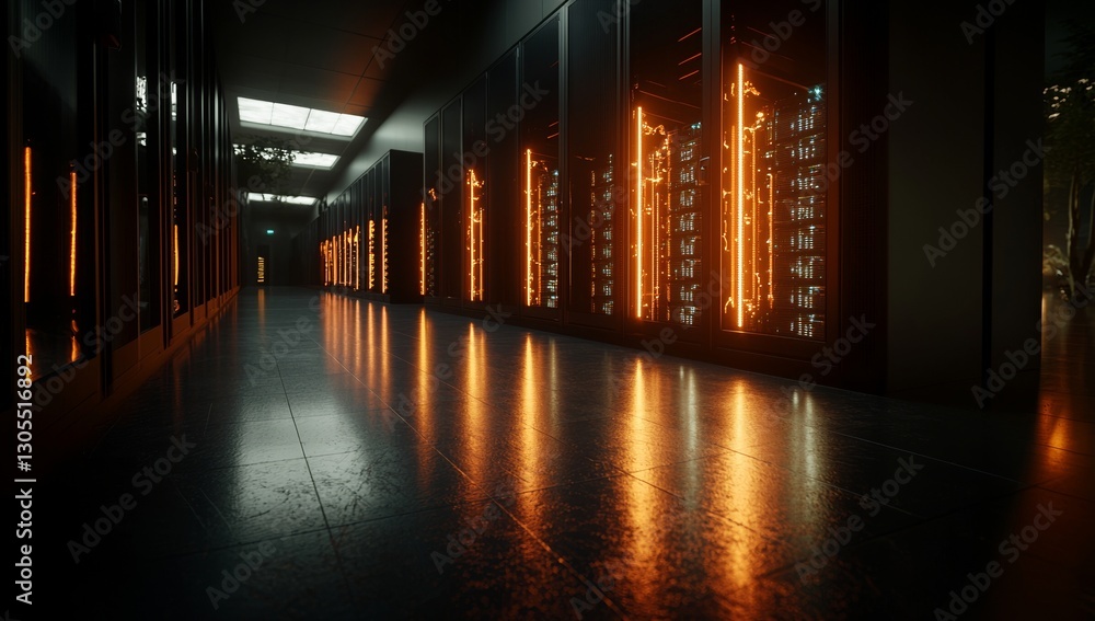Poster the creative illustration of a data center with lights presents a simple yet beautiful representatio