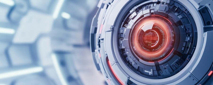 Close-up of an advanced robotic eye.