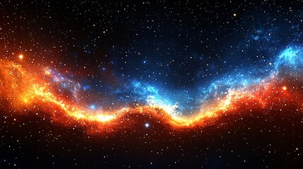 Fototapeta premium A blue and orange nebula with stars in the background
