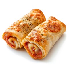 Crispy twisted cheese-filled pastry rolls with tomato sauce and herbs, golden-brown baked snack perfect for appetizers, party treats, and gourmet savory delights.