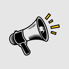 Retro Megaphone Icon with Sound Waves