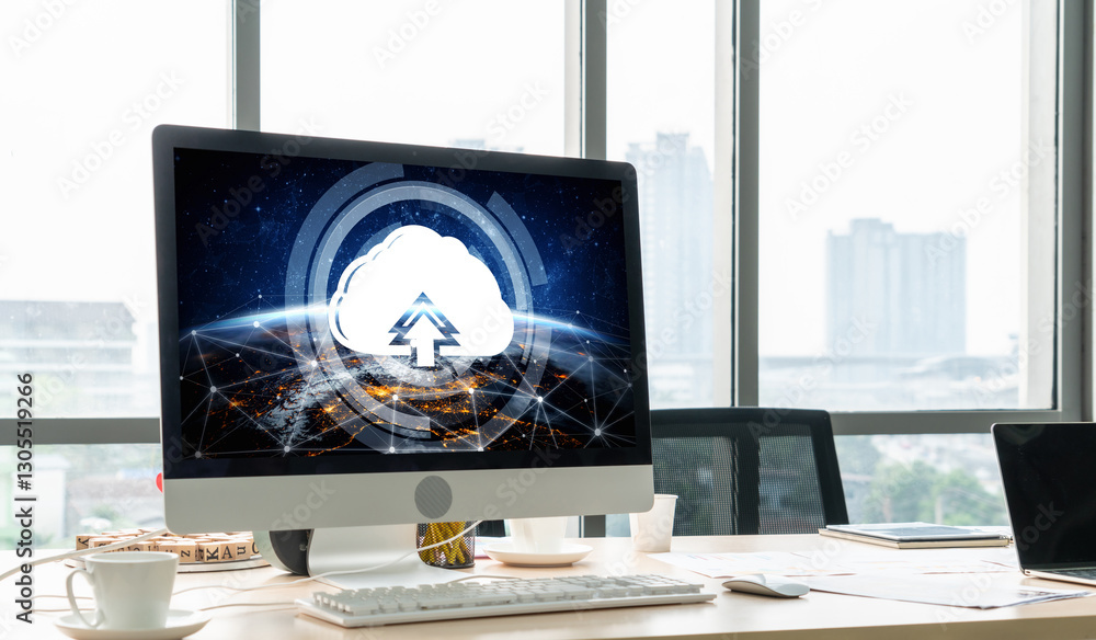 Poster cloud computing software for modish remote work and personal data storage