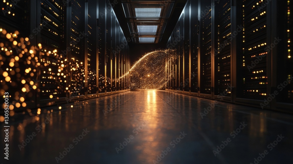 Aufkleber the illustration depicts a data center with servers in 4k resolution, showcasing a modern and high-q