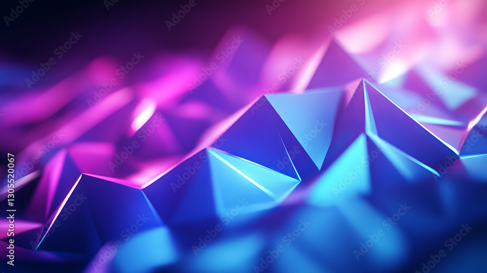 Poster abstract neon background with glowing triangles. glowing lines and shapes. banner design
