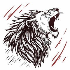  A fierce roaring lion head tattoo-style engraving sketch, created with generative AI. Perfect for tattoos, logos, and bold designs. High-quality vector illustration