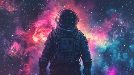 Naklejka premium An Astronaut Stands Contemplative In The Vastness Of Space