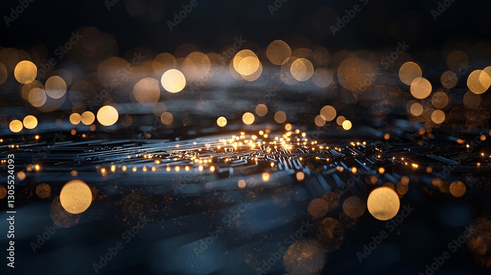 Poster electronic global intelligence is represented by an abstract tech background featuring illuminated f