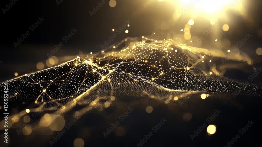 Poster dots and lines that are abstract in nature are connected on a blue-colored background