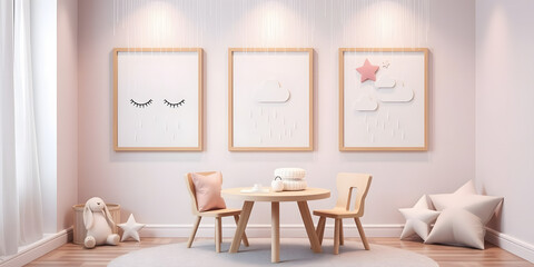 Minimalist Scandinavian Children's Room with Soft Pastel Decor