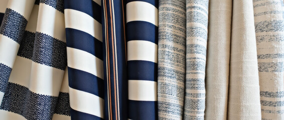 Vibrant textile display featuring various patterns and textures