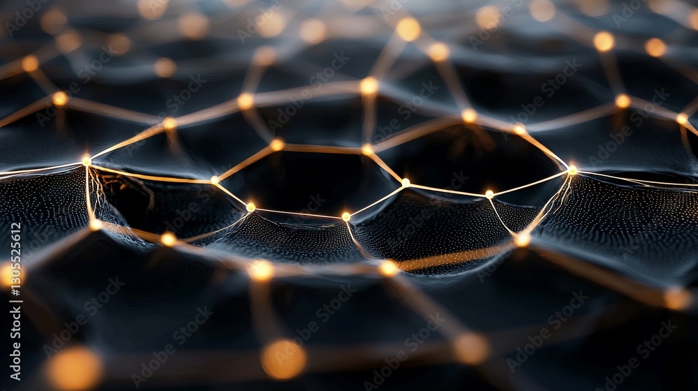Poster The background of a quantum computing system is an abstract technological representation of a cyber network grid, connected particles, artificial neurons, and global data connections
