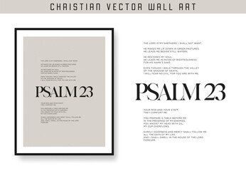 Psalm 23 Lord is my shepherd. Christian scripture motivation poster and inspirational wall art. Bible verse. Christian quote for inspiration. Vector illustration