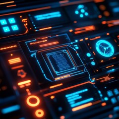 Fototapeta premium Futuristic interface with neon elements.