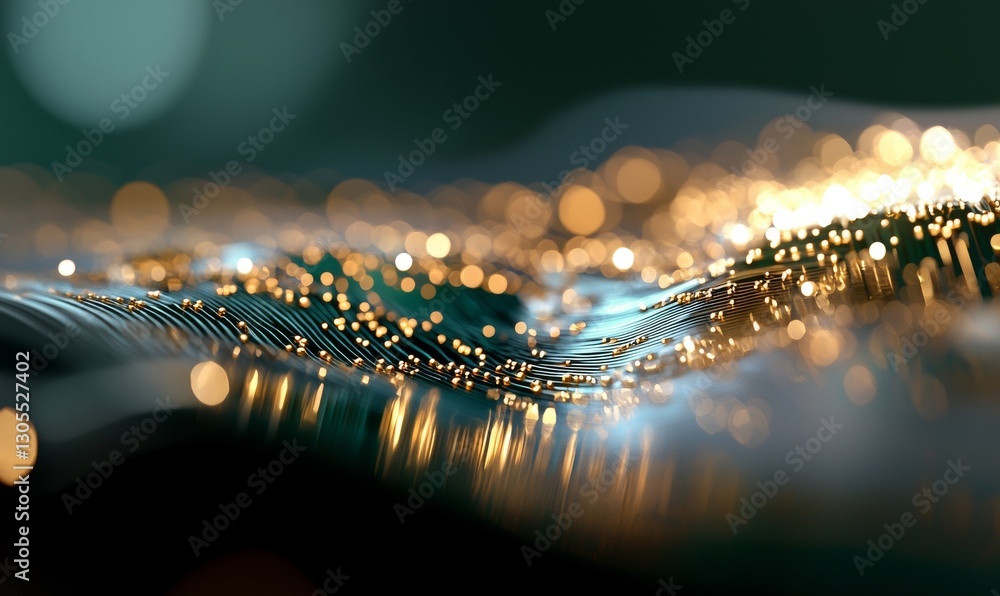 Aufkleber the background of quantum computer technologies is blue and green in colour