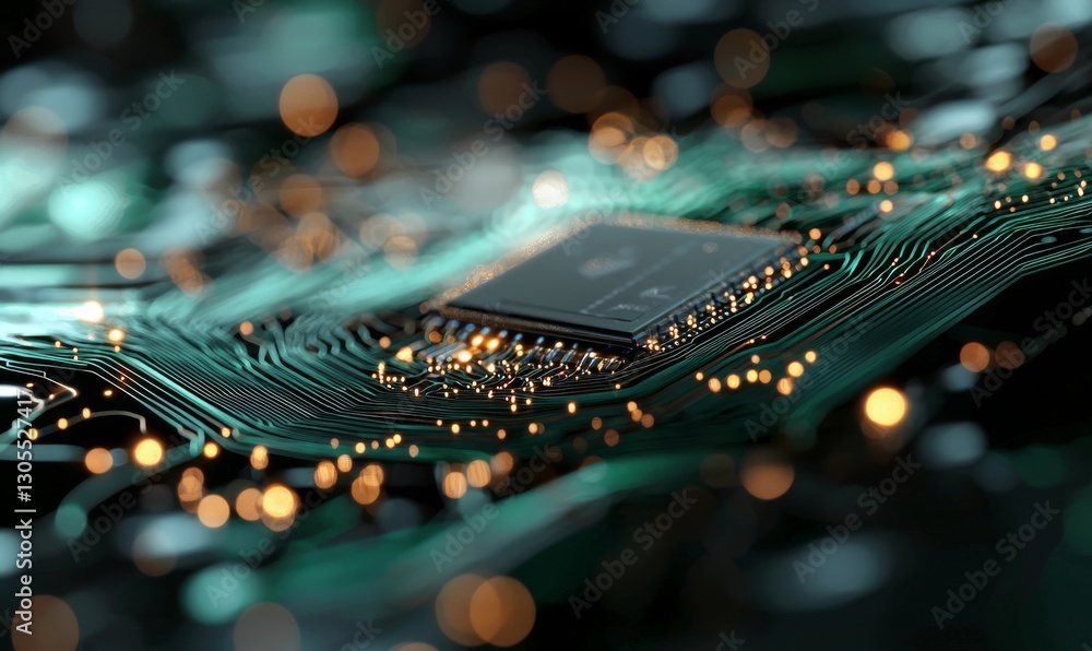 Aufkleber quantum computer technologies have a background that features blue and green colours